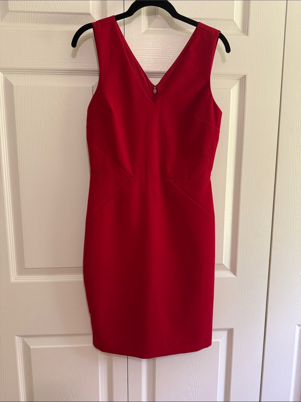 Banana Republic Red V-Neck Midi Sheath Dress